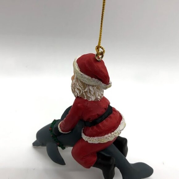 Santa Claus Riding Dolphin Ornament - Picture 4 of 7